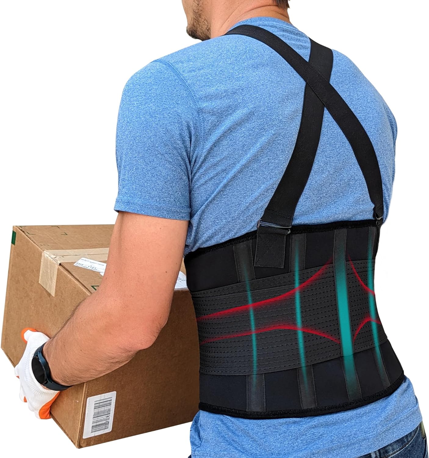 Lower Back Brace with Suspenders for Lumbar Support