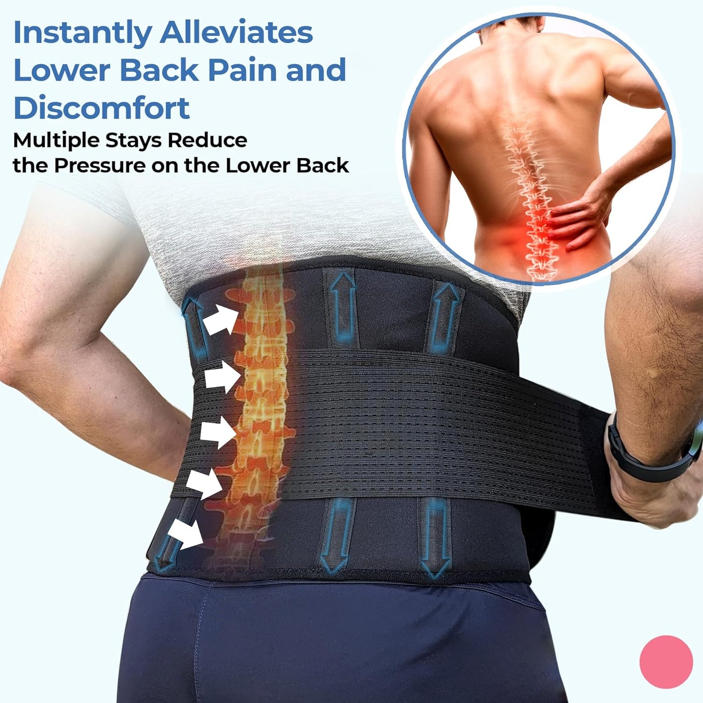 Lower Back Brace for Lumbar Support | PINK