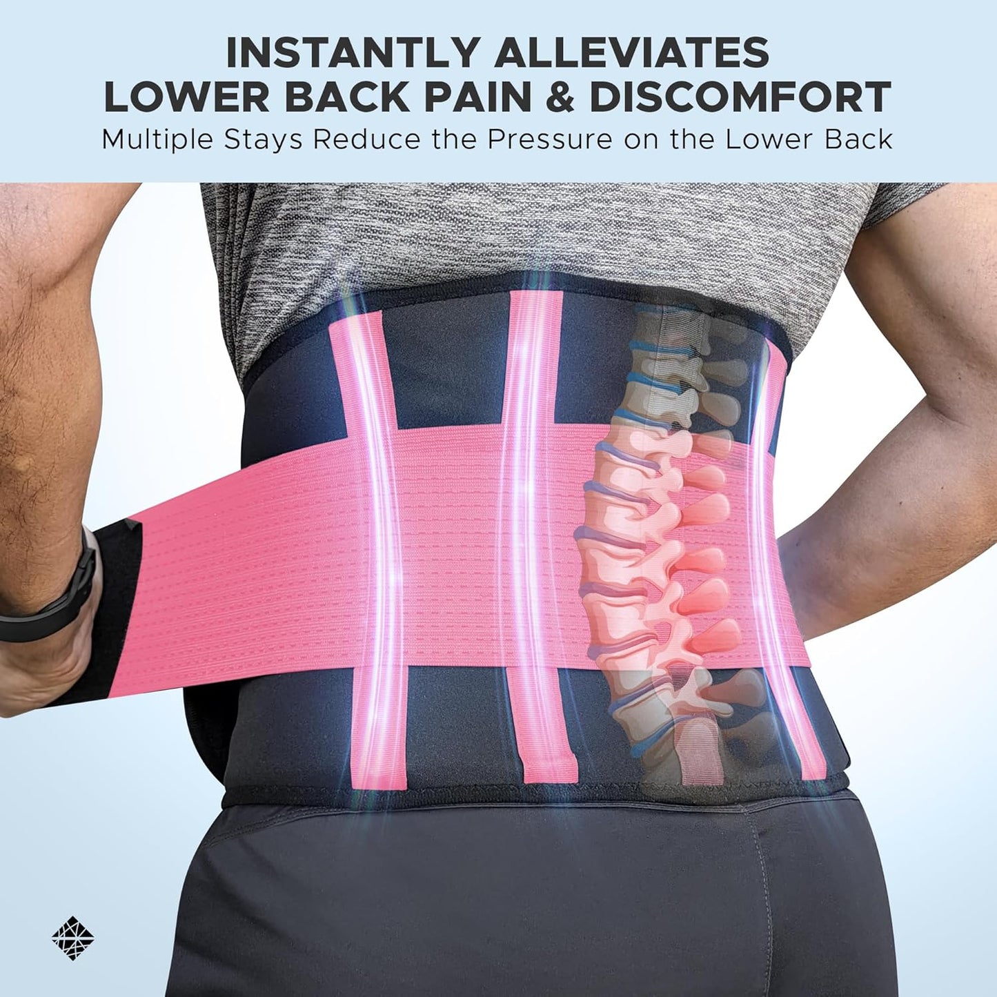Breathable & Light Lower Back Support Brace | in Pink