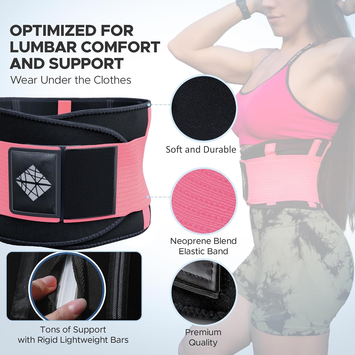 Lower Back Brace for Lumbar Support | PINK